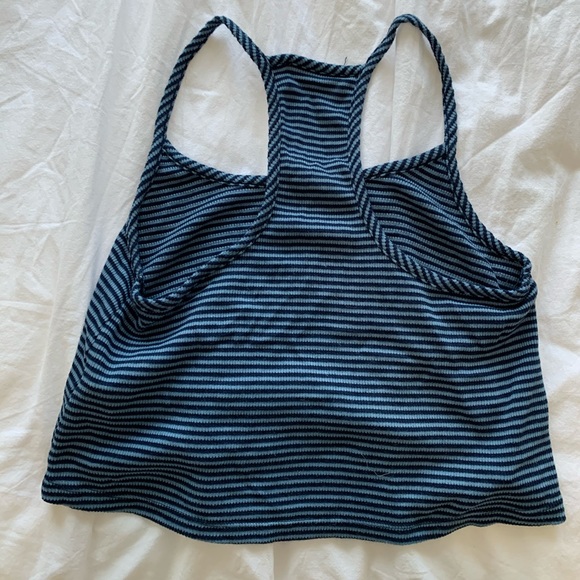 BLUE & BLACK STRIPED CROP TOP - Picture 3 of 3